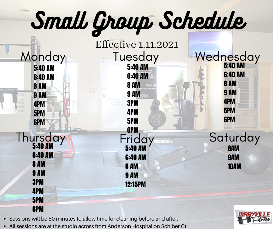 small group training schedule maryville fitness